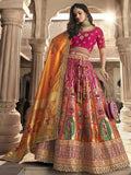 Wonderful Orange-Rani Embroidered Banarasi Silk Wedding Lehenga Choli - Zeel Clothing