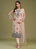 Wonderful Peach Net Embroidered Festive Wear Salwar Suit With Dupatta - Zeel Clothing
