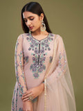 Wonderful Peach Net Embroidered Festive Wear Salwar Suit With Dupatta - Zeel Clothing