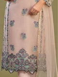 Wonderful Peach Net Embroidered Festive Wear Salwar Suit With Dupatta - Zeel Clothing