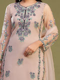 Wonderful Peach Net Embroidered Festive Wear Salwar Suit With Dupatta - Zeel Clothing