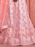 Wonderful Peach Sequins Net Bridesmaid Lehenga Choli With Dupatta - Zeel Clothing
