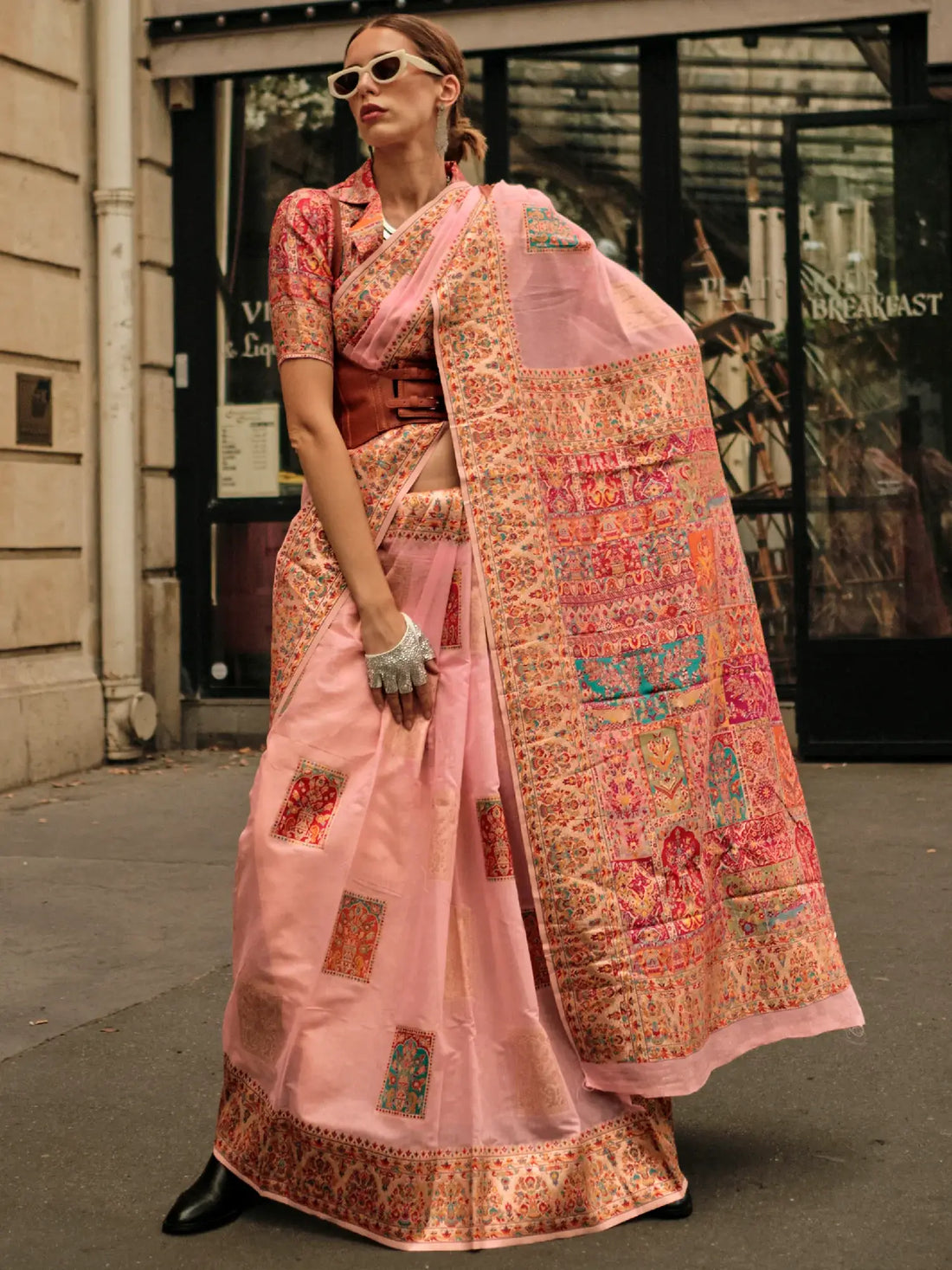 Wonderful Peach Zari Weaving Silk Traditional Saree With Blouse - Zeel Clothing