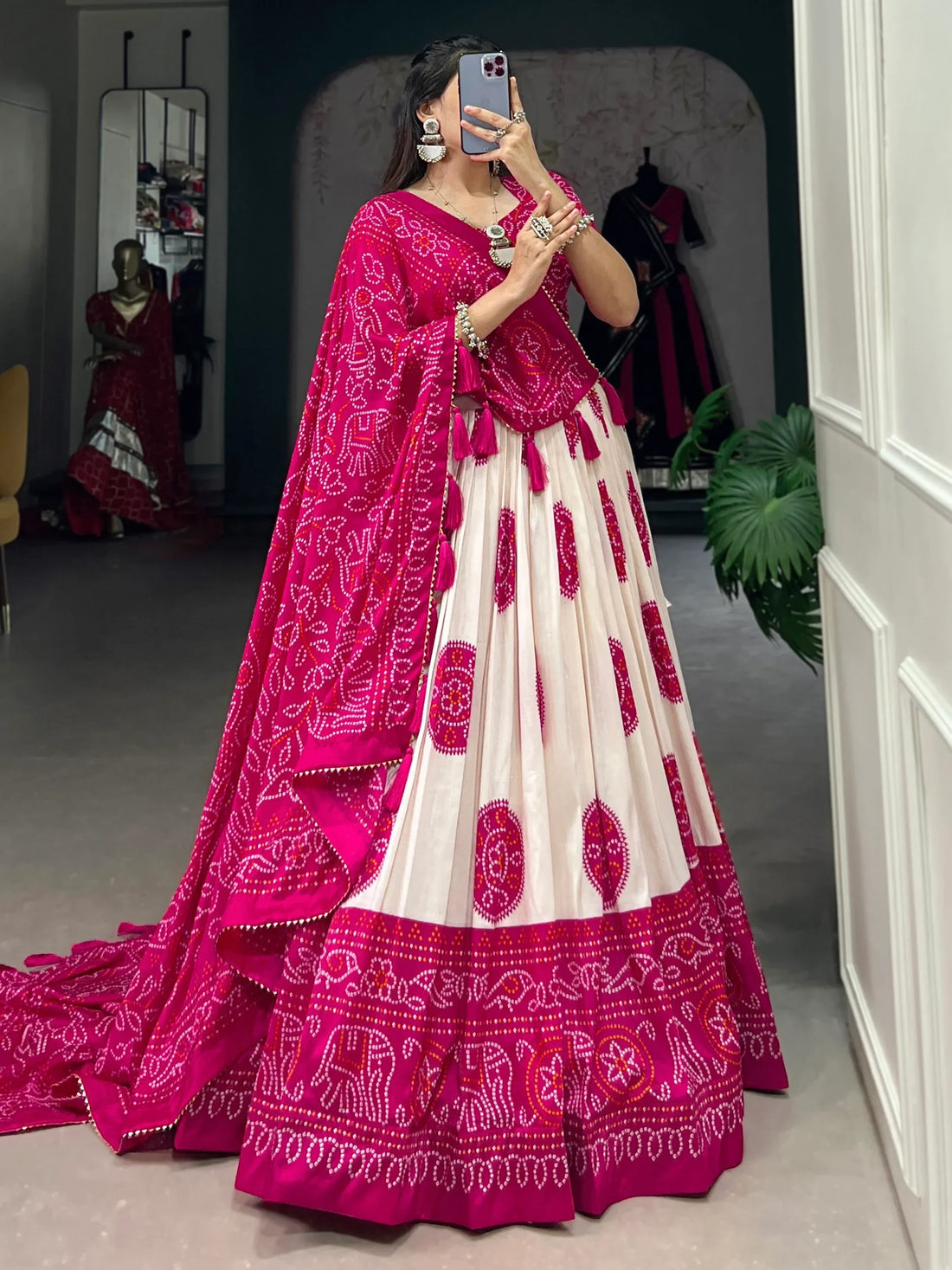 Wonderful Pink Bandhani Printed Silk Traditional Lehenga Choli - Zeel Clothing