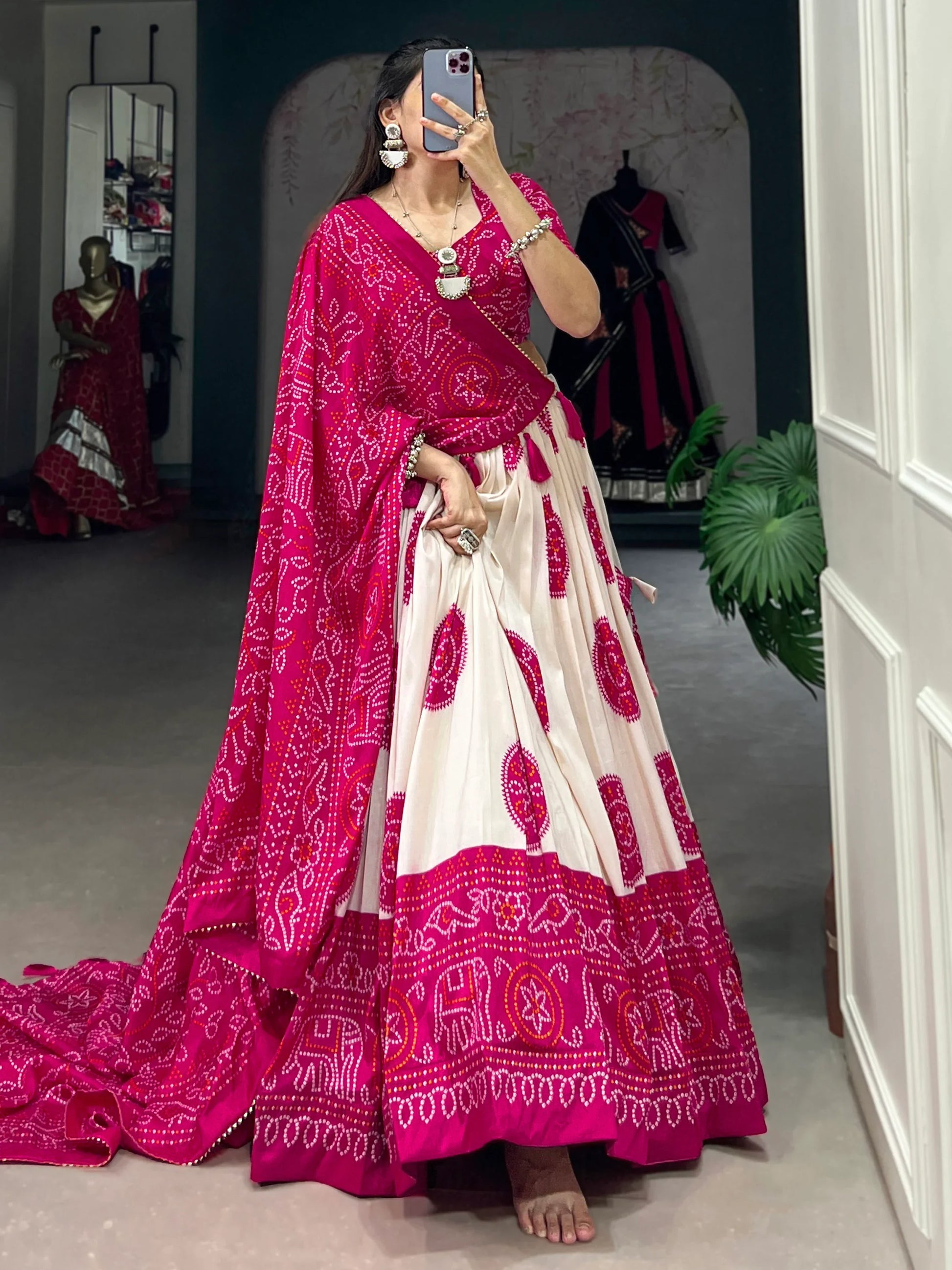 Wonderful Pink Bandhani Printed Silk Traditional Lehenga Choli - Zeel Clothing