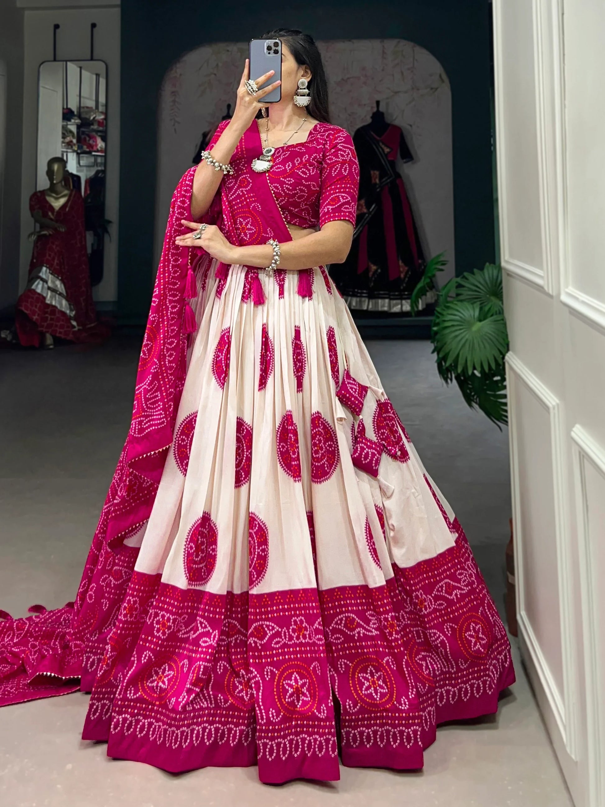 Wonderful Pink Bandhani Printed Silk Traditional Lehenga Choli - Zeel Clothing