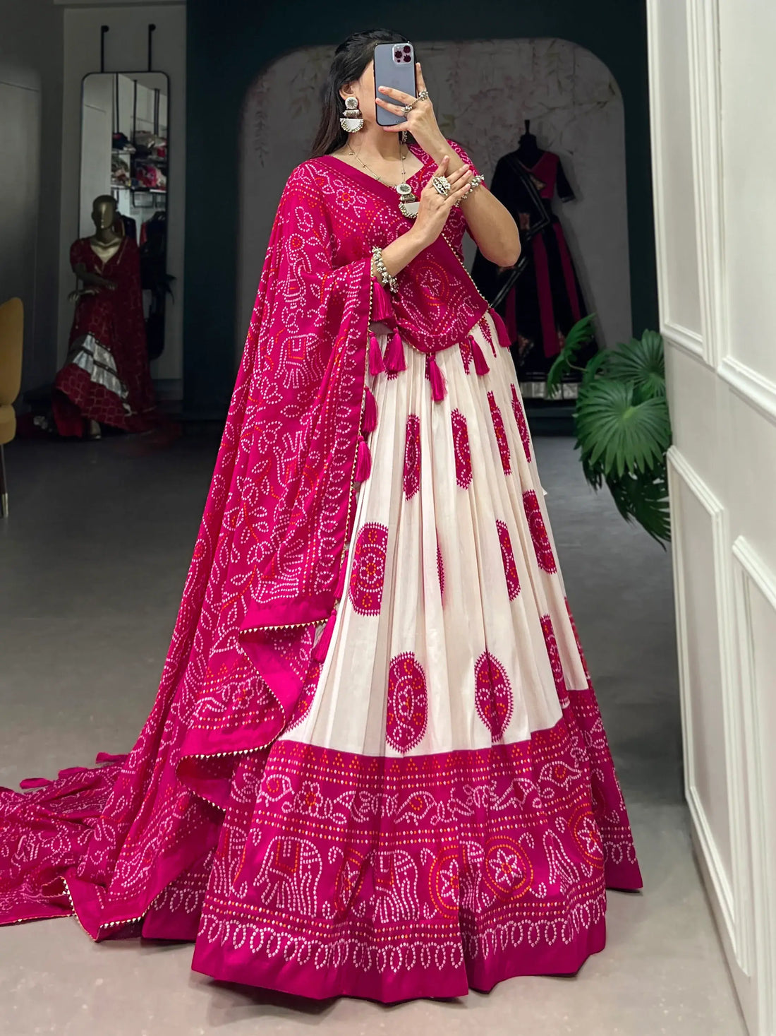 Wonderful Pink Bandhani Printed Silk Traditional Lehenga Choli - Zeel Clothing