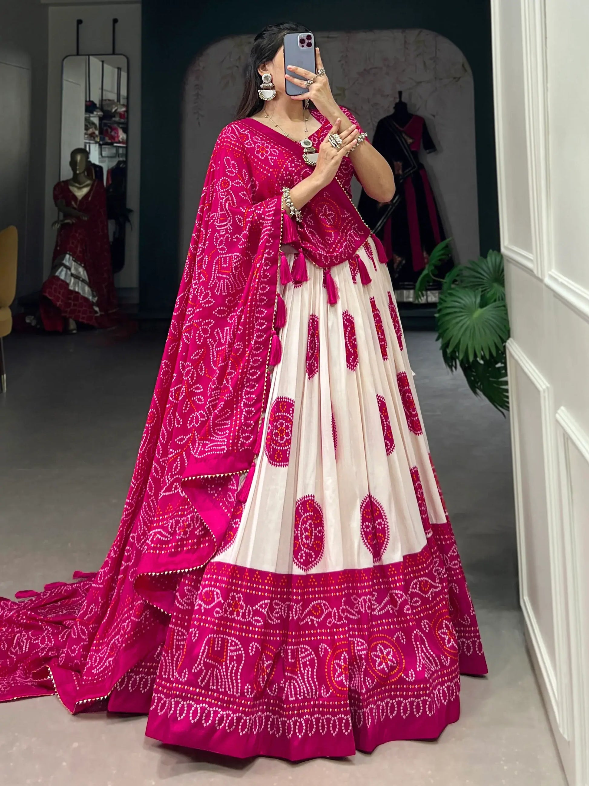 Wonderful Pink Bandhani Printed Silk Traditional Lehenga Choli - Zeel Clothing