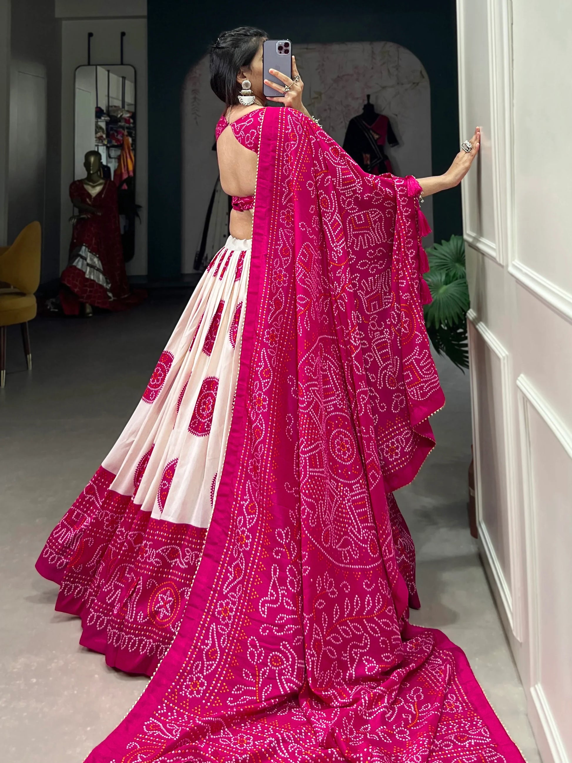Wonderful Pink Bandhani Printed Silk Traditional Lehenga Choli - Zeel Clothing