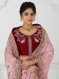 Wonderful Pink Border Work Dola Silk Wedding Saree With Blouse - Zeel Clothing