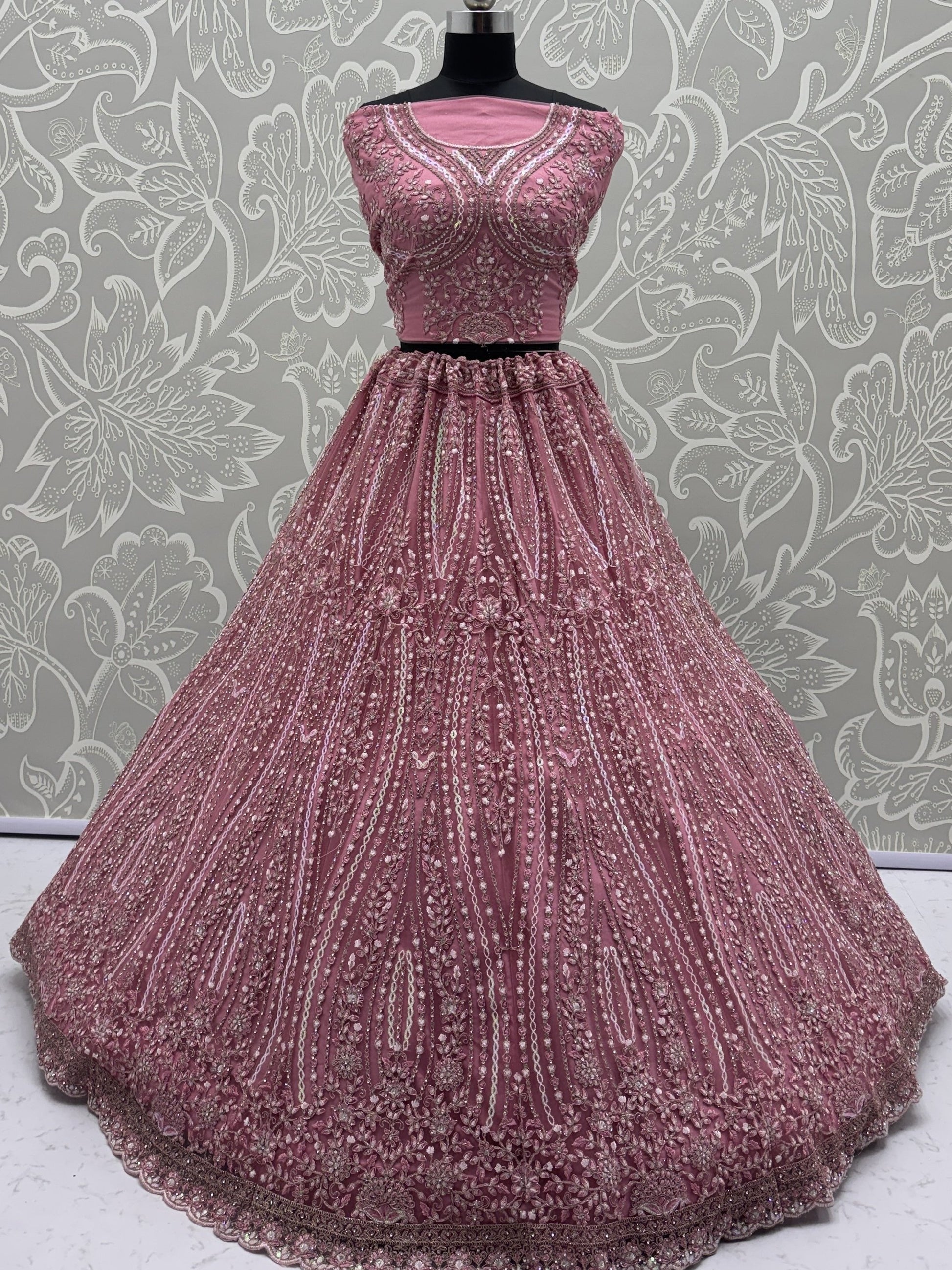 Wonderful Pink Dori Embroidery Silk Engagement Wear Lehenga With Blouse