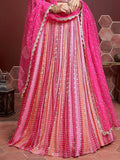 Wonderful Pink Embroidered Chinon Silk Wedding Wear Lehenga Choli - Zeel Clothing