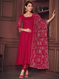 Wonderful Pink Embroidered Georgette Festive Wear Anarkali Suit - Zeel Clothing