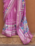 Wonderful Pink Floral Print Silk Engagement Wear Saree With Blouse - Zeel Clothing