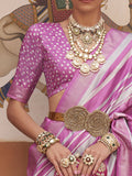 Wonderful Pink Floral Print Silk Engagement Wear Saree With Blouse - Zeel Clothing
