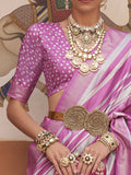Wonderful Pink Floral Print Silk Engagement Wear Saree With Blouse - Zeel Clothing