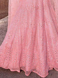 Wonderful Pink Mirror Work Net Reception Wear Lehenga Choli With Dupatta - Zeel Clothing