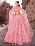 Wonderful Pink Mirror Work Net Reception Wear Lehenga Choli With Dupatta - Zeel Clothing