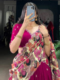 Attractive Pink Printed Silk Engagement Wear Lehenga Choli With Dupatta