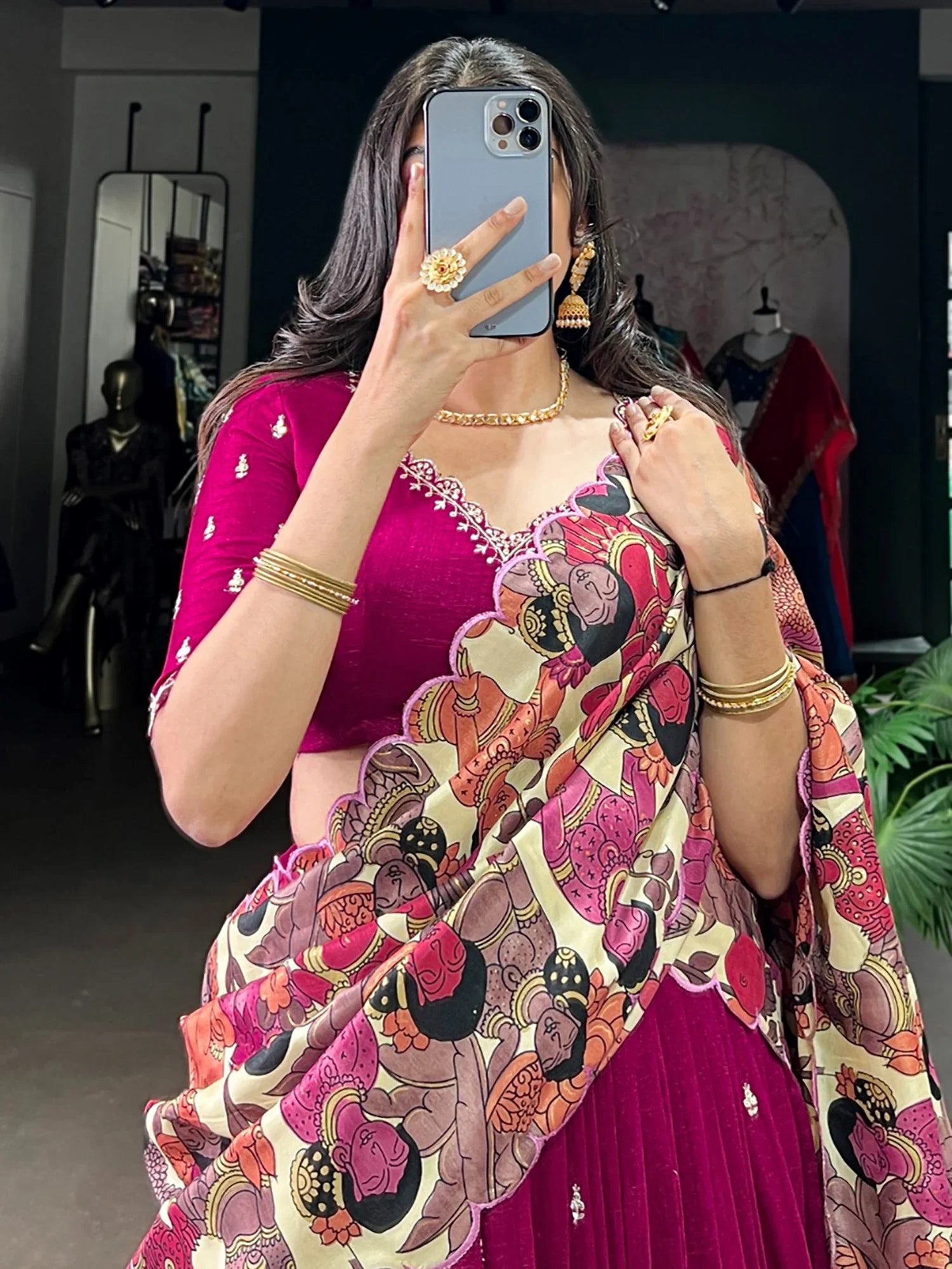 Attractive Pink Printed Silk Engagement Wear Lehenga Choli With Dupatta