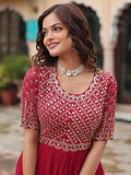Wonderful Pink Sequins Georgette Engagement Wear Gown - Zeel Clothing