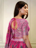 Wonderful Pink Sequins Organza Sangeet Wear Lehenga Choli