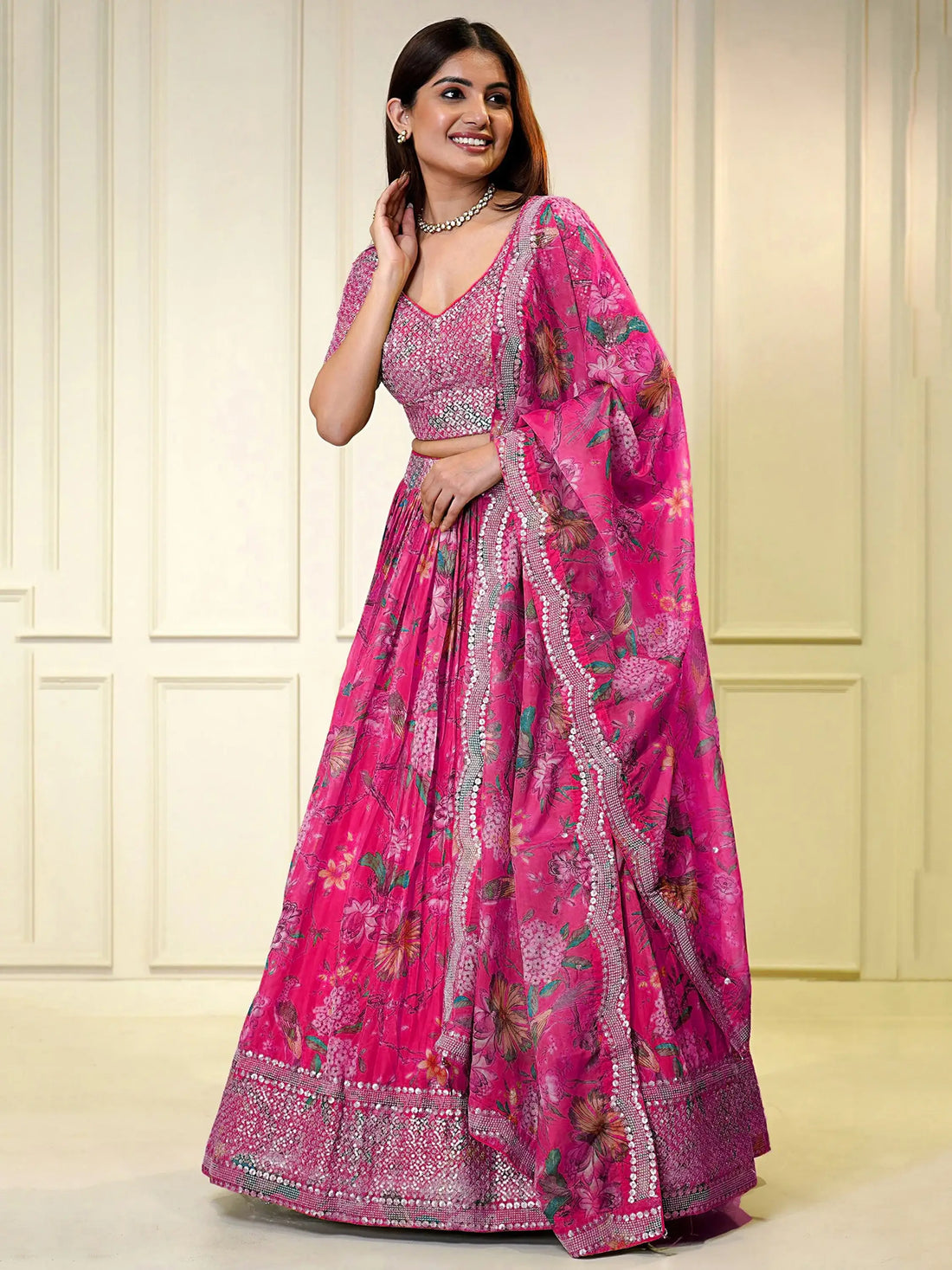 Wonderful Pink Sequins Organza Sangeet Wear Lehenga Choli - Zeel Clothing