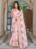 Wonderful Pink Thread Embroidered Silk Traditional Saree With Blouse - Zeel Clothing