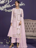 Elegant pink embroidered kurta set with matching dupatta, perfect for women's fashion trends