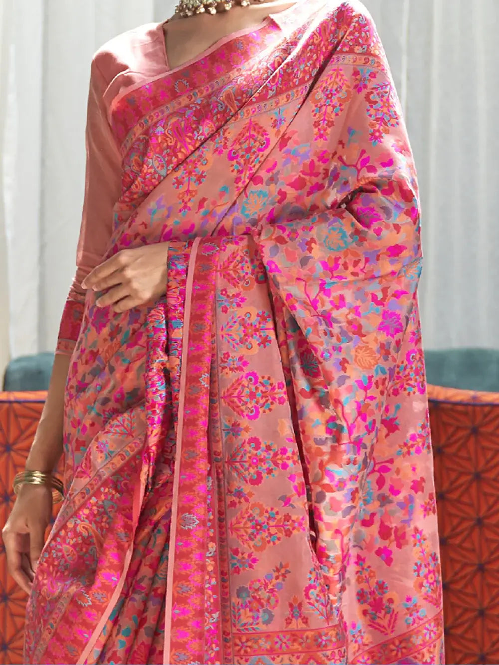 Wonderful Pink Weaving Silk Reception Wear Saree With Blouse - Zeel Clothing
