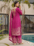 Wonderful Pink Zari Embroidered Chinon Engagement Wear Palazzo Suit