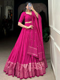 Wonderful Pink Zari Weaving Chanderi Traditional Lehenga Choli - Zeel Clothing