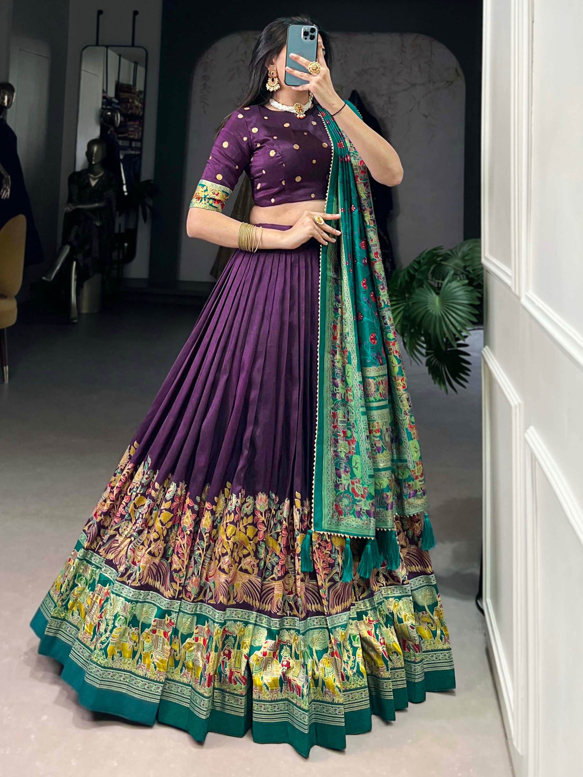 Wonderful Purple Digital Printed Tussar Silk Event Wear Lehenga Choli - Zeel Clothing