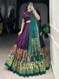 Wonderful Purple Digital Printed Tussar Silk Event Wear Lehenga Choli - Zeel Clothing
