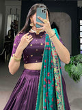 Wonderful Purple Digital Printed Tussar Silk Event Wear Lehenga Choli - Zeel Clothing