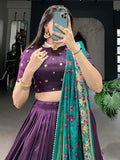 Wonderful Purple Digital Printed Tussar Silk Event Wear Lehenga Choli - Zeel Clothing