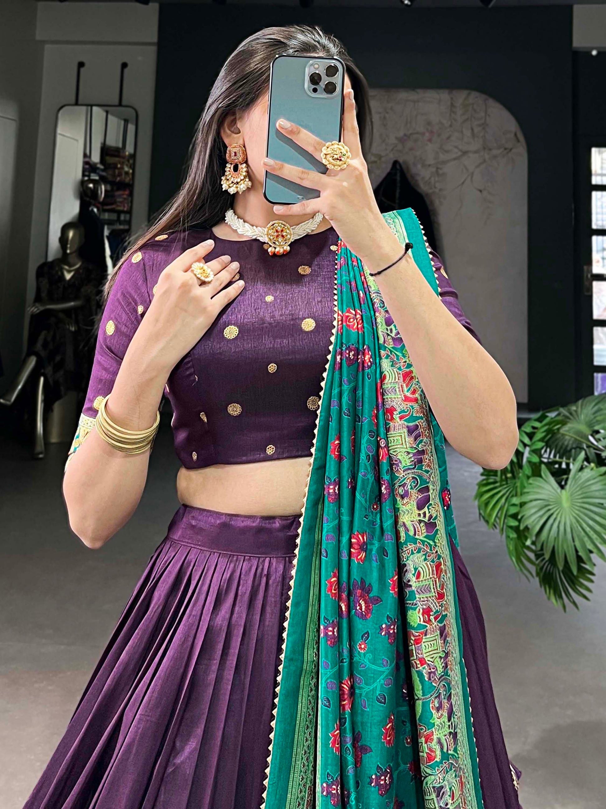 Wonderful Purple Digital Printed Tussar Silk Event Wear Lehenga Choli - Zeel Clothing