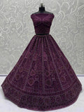 Wonderful Purple Dori Embroidery Net Monochrome Lehenga Choli With Dupatta - Zeel Clothing