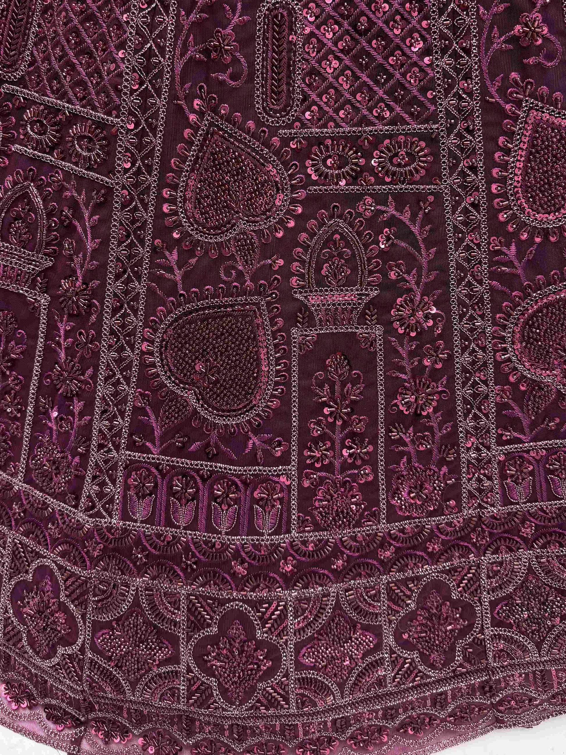 Wonderful Purple Dori Embroidery Net Monochrome Lehenga Choli With Dupatta - Zeel Clothing