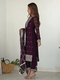 Wonderful Purple Embroidered Silk Pant Suit With Dupatta - Zeel Clothing