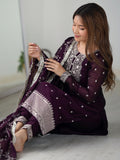 Wonderful Purple Embroidered Silk Pant Suit With Dupatta - Zeel Clothing