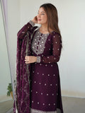 Wonderful Purple Embroidered Silk Pant Suit With Dupatta - Zeel Clothing
