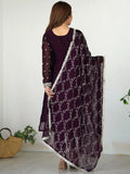 Wonderful Purple Embroidered Silk Pant Suit With Dupatta - Zeel Clothing