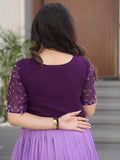 Wonderful Purple Floral Printed Work Georgette Event Wear Gown - Zeel Clothing