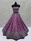 Wonderful Purple Mirror Work Traditional Lehenga Choli With Banarasi Dupatta