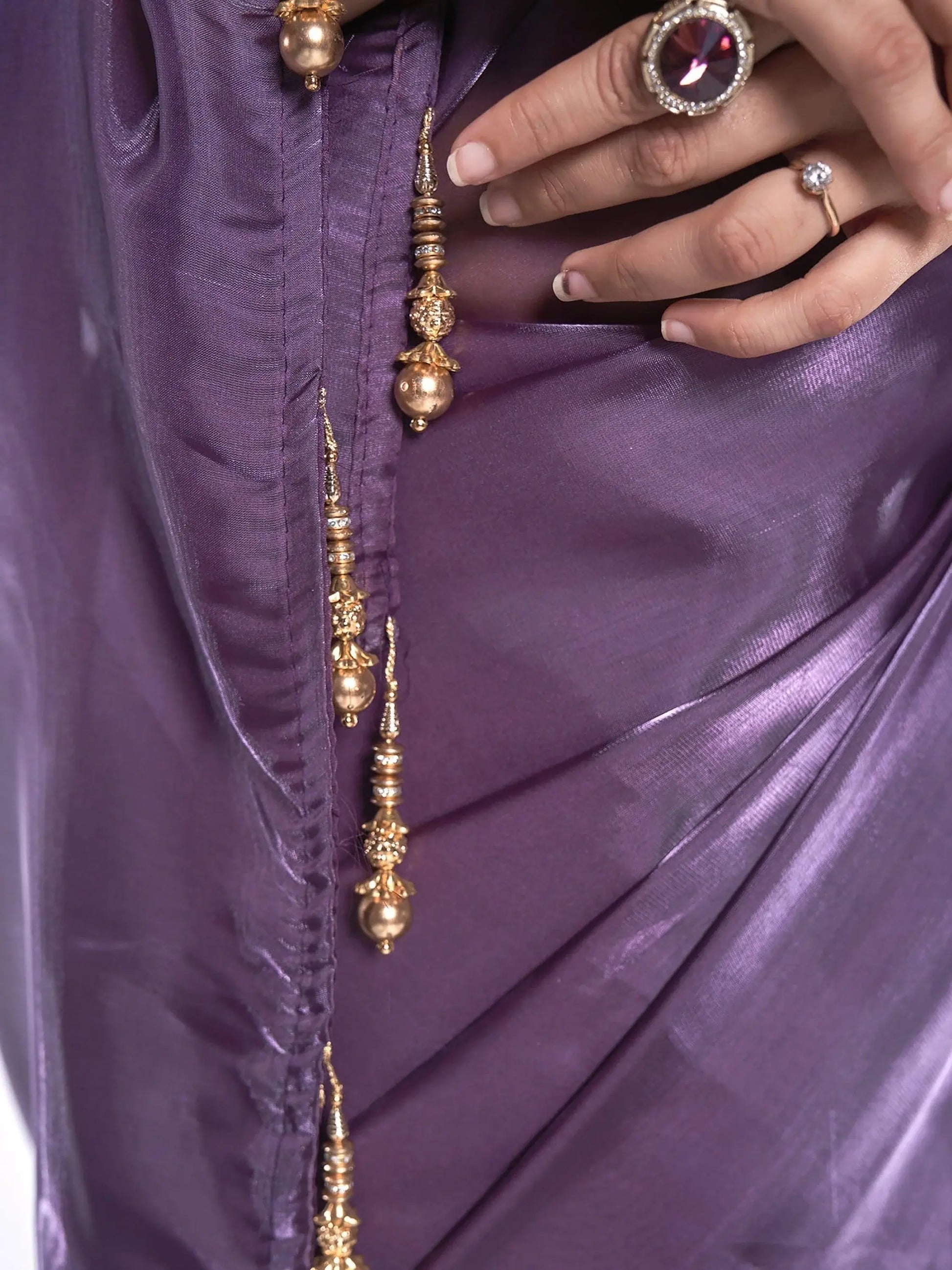 Wonderful Purple Plain Organza Events Wear Saree With Blouse - Zeel Clothing