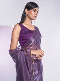 Wonderful Purple Plain Organza Events Wear Saree With Blouse - Zeel Clothing
