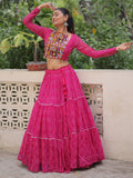 Wonderful Rani Pink Bandhej Print Georgette Navratri Special Lehenga Choli - Zeel Clothing