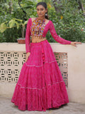Wonderful Rani Pink Bandhej Print Georgette Navratri Special Lehenga Choli - Zeel Clothing