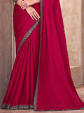 Wonderful Red Border Work Chiffon Reception Wear Saree With Blouse - Zeel Clothing